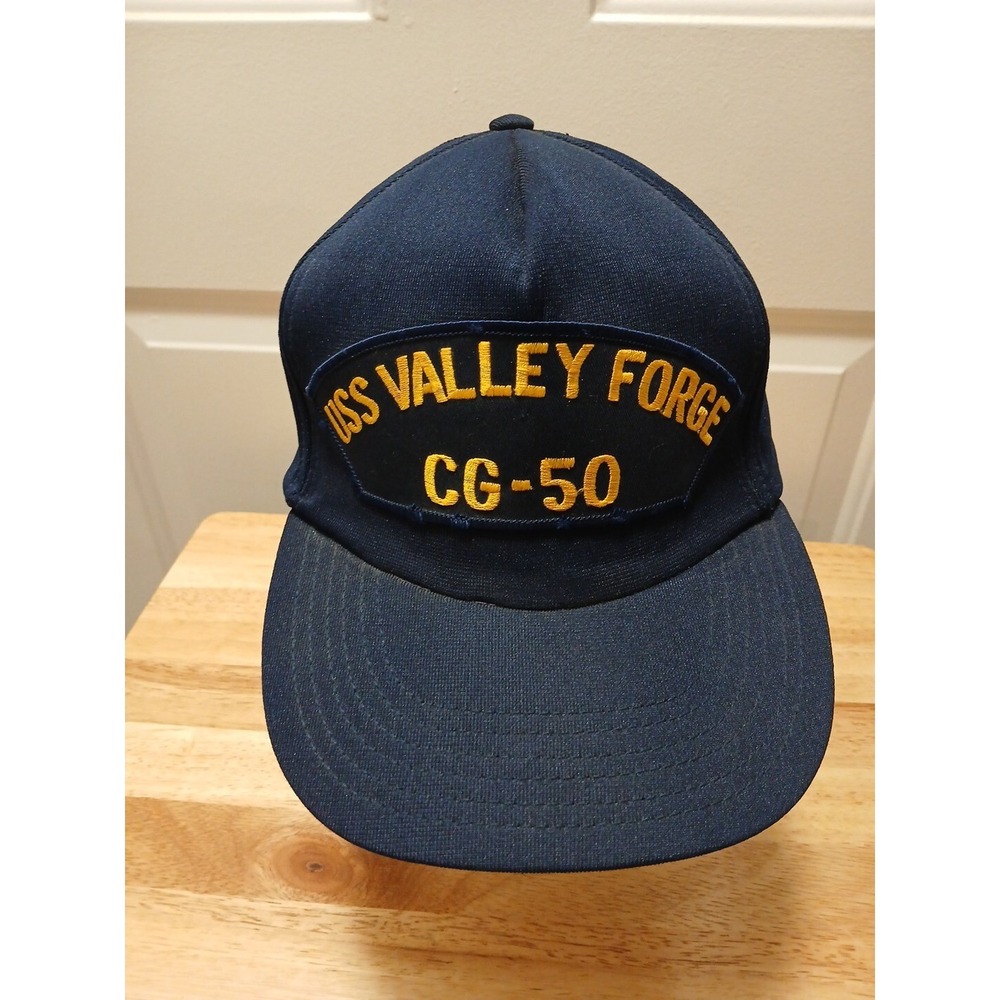 Vintage USS Valley Forge CG-50 Hat Visor Adjustable Snap Back Baseball Cap Blue